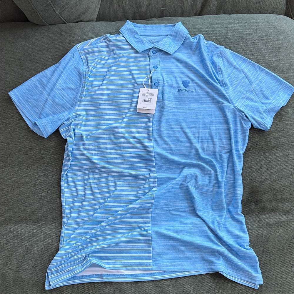 Ben Sherman Soort Blue Split-Panel Golf Polo - Men’s L - NWT